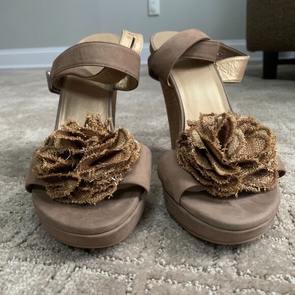 Stuart Weitzman Belflor Espadrille Wedge Sandals Ankle Strap 10M Tan Vacation - Picture 4 of 13